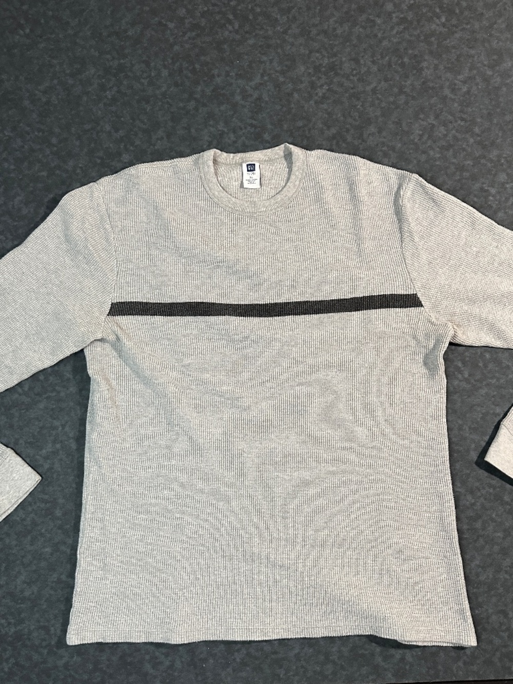 Y2K Gap Factory Store Men's Gray Waffle Knit Long Sleeve Crewneck Shirt Size XL